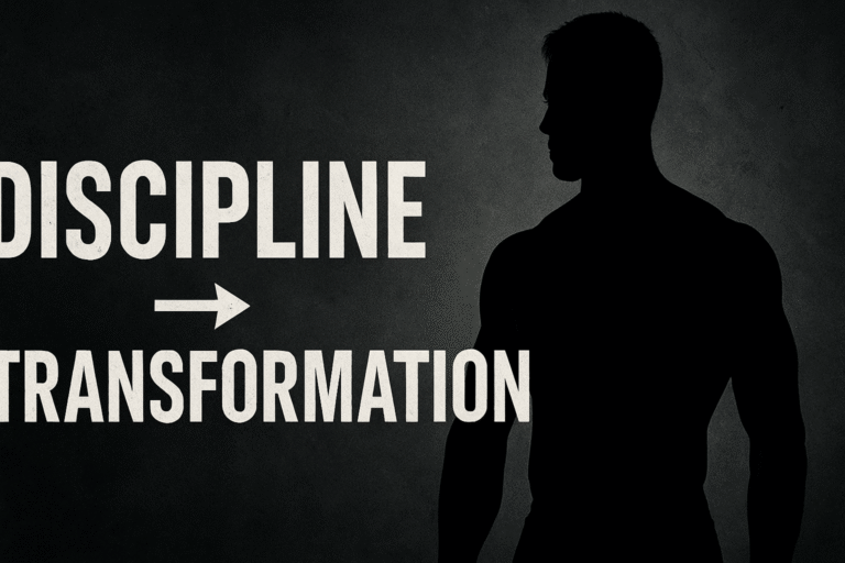 man standing looking at disipline equals transformation